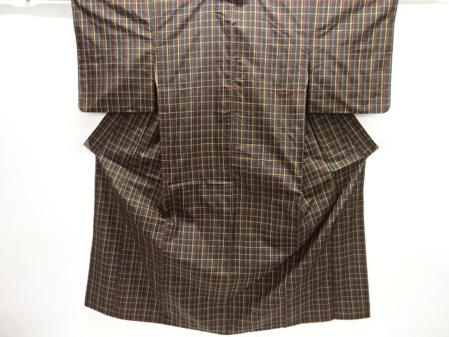 格子織り出し米沢紬着物アンサンブル